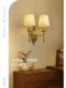 American-Style All-Copper Fabric Wall Lamp, French Retro Living Room, Bedroom, Dining Room Creative Art Simple Handmade Pure Copper Wall Lamp