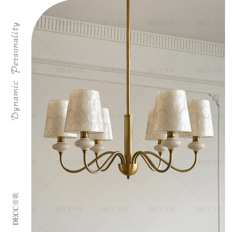 Dige Creative Shell Ceramic Chandelier Light French Style Fabric Chandelier High-End Cream Style Bedroom Living Room Dining Room Lighting Fixtures Dige Creative Shell Ceramic Chandelier Light French Style Fabric Chandelier High-End Cream Style Bedroom Living Room Dining Room Lighting Fixtures