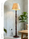 Medieval Style Creative Shell Floor Lamp, Retro Walnut Color Solid Wood Floor Lamp, Bedroom Living Room Sofa Side Lighting