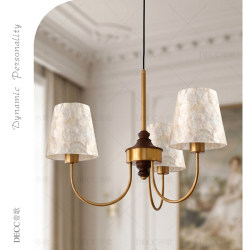 Creative Shell Chandelier, French Mid-Century Style Chandelier, High-End Designer Model, Cream Style, All-Copper Lighting for Bedroom and Dining Room