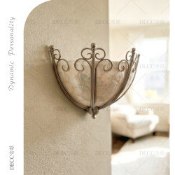 French-Style Shell Wall Lamp, Iron Art, Light Luxury, Living Room, Bedroom, Dining Room Wall Lamp, Vintage Style, High-End Bedroom Room Lighting