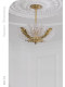 French-Style Vintage All-Copper Shell Glass Chandelier, American Retro Light Luxury Lighting for Bedroom, Walk-In Closet, Dining Room, and Entryway
