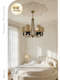 Dige American-Style Retro Chandelier for Living Room and Dining Room, Polka Dot Lampshade, Bow Decoration, Personalized Creative Children's Room Lighting