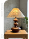 French-Style Vintage Shell Table Lamp with a High-End Feel, Shell Lampshade, Mid-Century Style Rubberwood Bedroom Bedside Table Lamp