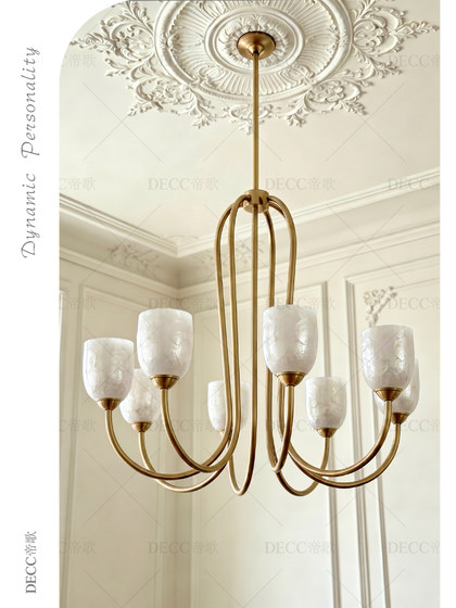 Dige French-Style Creative Shell Chandelier Living Room Main Light High-End Wrought Iron Mid-Century Style Dining Room Chandelier Bedroom Lighting Fixtures