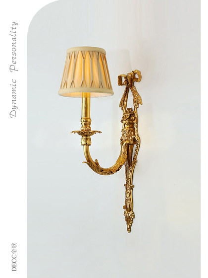 French-Style All-Copper Wall Lamp, European Retro Luxury Creative Personality Villa Living Room Bedside Bedroom Corridor Wall Light