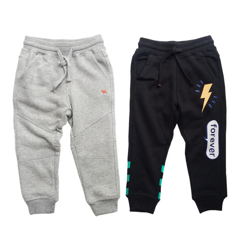 Spring Autumn Winter Children Sports Pants Boy Girl Single Pants Black Casual Long Pants Thin Suede Pants Plus Suede Knitted Pants