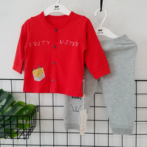 Turtle Nen Turtle Love Spring Autumn Season Baby Out Foreign Air Suit Mens Baby Pure Cotton Cheerleader Long Sleeve Blouse Pants Half Year Old