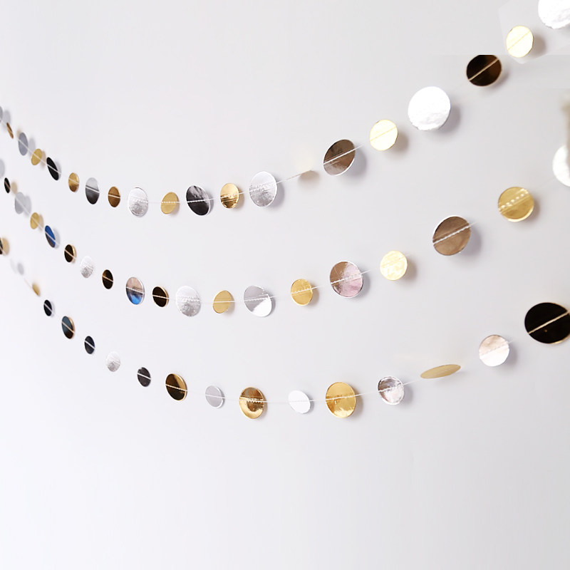 1 5M Sequin Gold and Silver Combination Paper Pull Flower Ornament Wedding Wedding Room Birthday Party Home Window Decoration