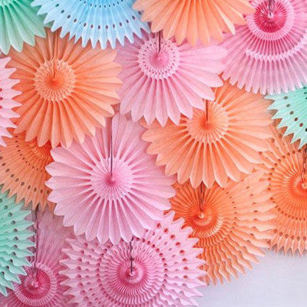 Hollowed-out Paper Flower Wedding Wedding Arrangement Knot Wedding Birthday Party Decoration Festival Arrangement Laflower Seven Colorful Paper Fan
