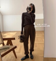 Zhou Wood apit seamless one Wool machine high collar elastic pullover knitted sweater with solid color Winter