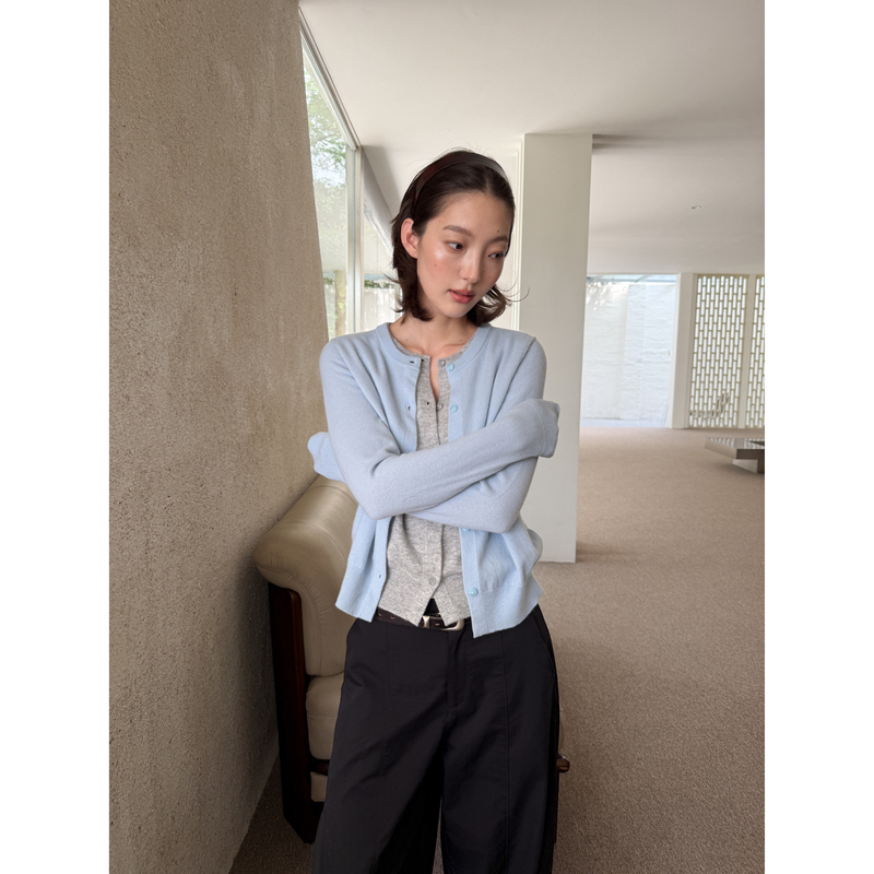 【Soft Light Macaron】Su Bo Australian Merino Sheep Wool Morandi Color Block Fake Two-Piece Knitted Cardigan 【Soft Light Macaron】Su Bo Australian Merino Sheep Wool Morandi Color Block Fake Two-Piece Knitted Cardigan