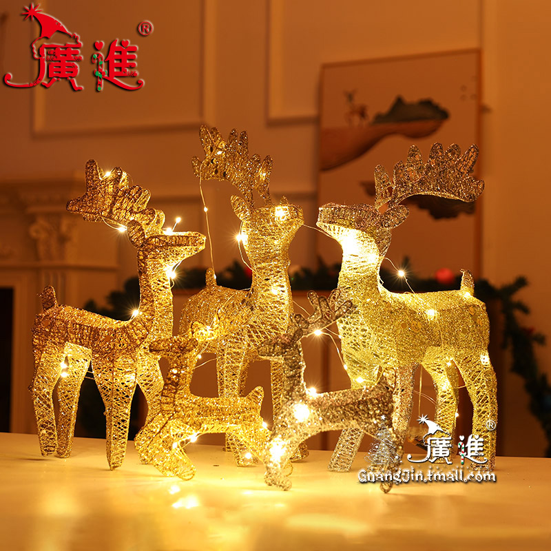 Christmas elk window desktop decoration scene for reindeer deer scene layout luminous iron deer