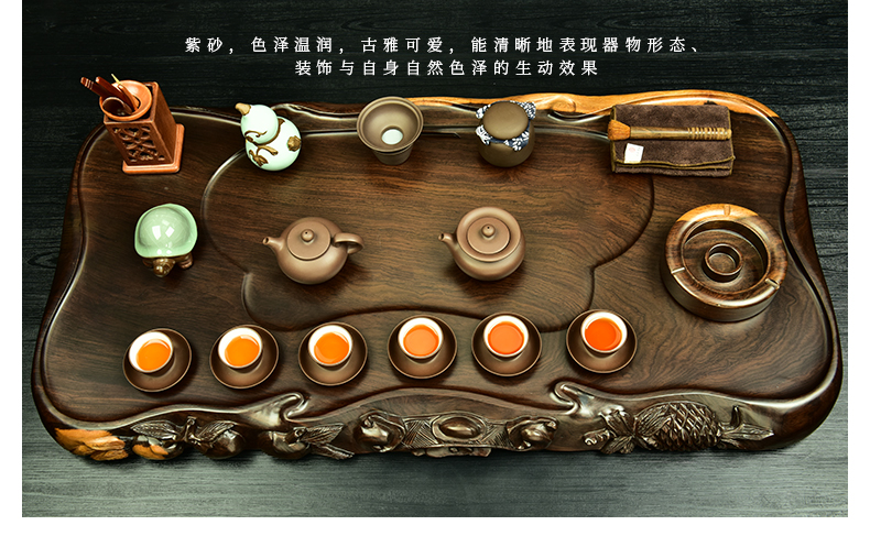 The beginning day, ebony tea tray was kung fu tea set solid wood carved sea are it tea tea tea tea table