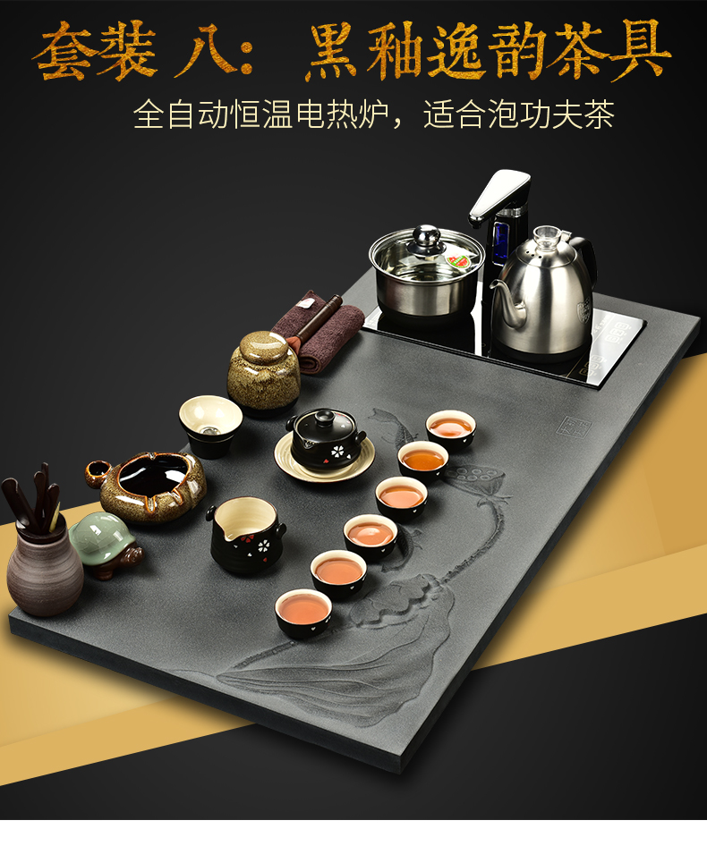 The beginning day, violet arenaceous kung fu tea set sharply stone tea tray was full of a complete set of intelligent electric tea stove four oneness automatically sheung shui