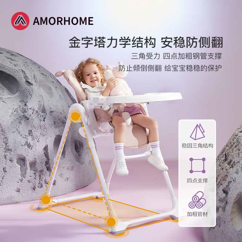 AmorHOME Baby Multi-functional Portable Table and Chair Baby Dining Chair Home Foldable Bear Children's Table