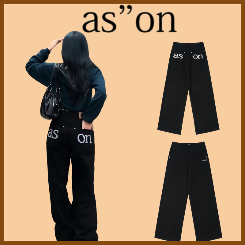 [Official Authentic Product] Korean Ason Jeans Embroidered Straight-Leg Pants Long Pants Ning Yizhuo Same Style 2025 New Model