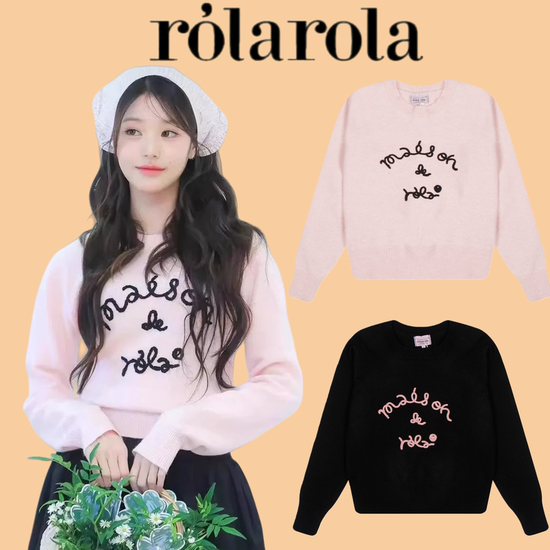 【Authentic 70% off 】Korean Rolarola Zhang Yuanying's Same Style Letter Crew Neck Sweater, New Autumn and Winter Korean Style