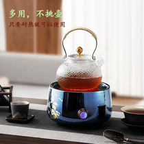 Silent electric ceramic small tea stove Black tea flower tea cooking teapot Household boiling water tea set do not pick the pot Blue ceramic steamer