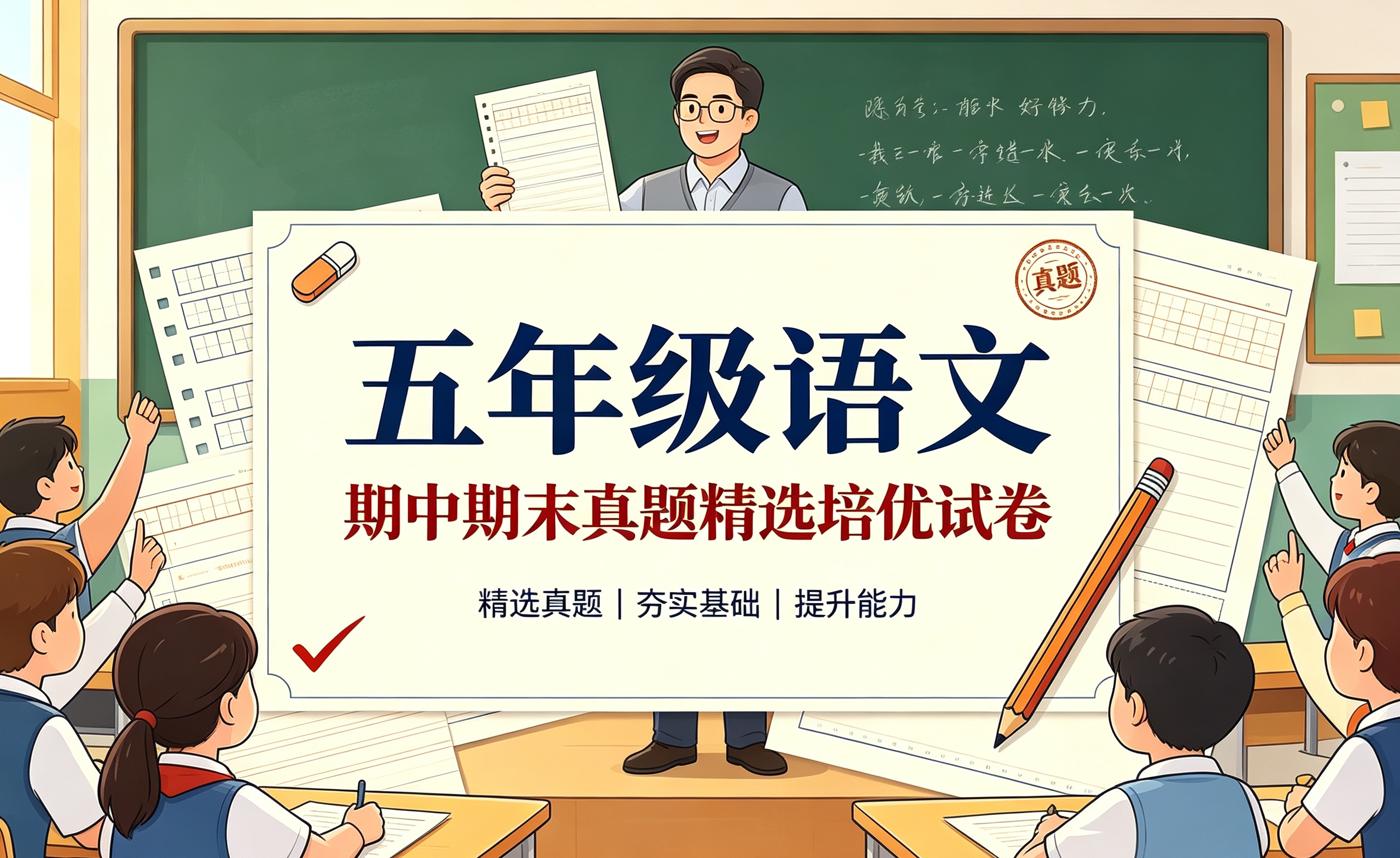 J52360五年级语文期中期末真题精选培优试卷-简创库网