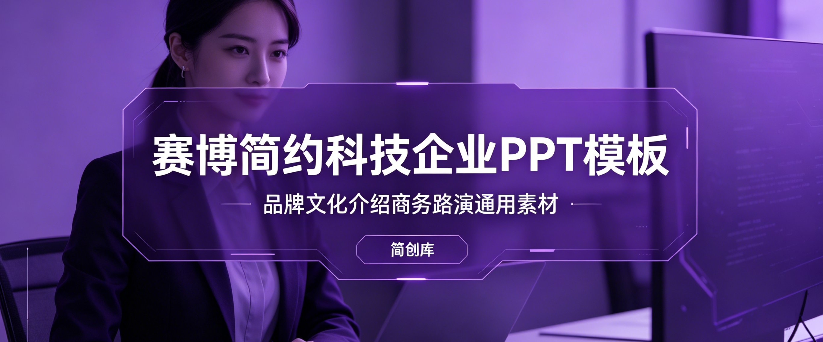 A4124赛博简约科技企业PPT模板 品牌文化介绍商务路演通用素材-简创库网