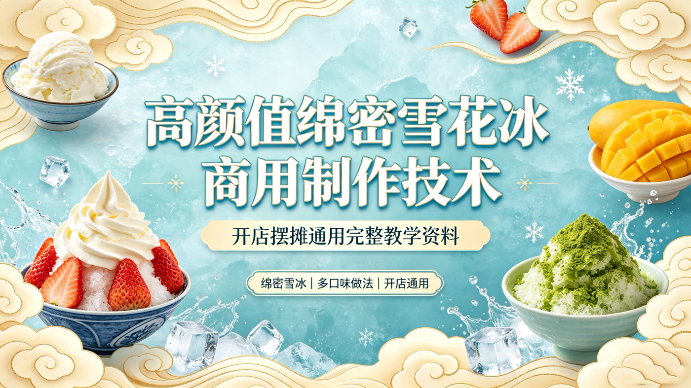 L72662高颜值绵密雪花冰商用制作技术 开店摆摊通用完整教学资料-简创库网