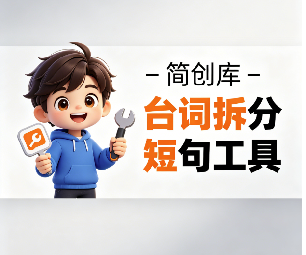 口播台词长句拆分短句工具-简创库，长文案一键拆分为一句一段，完美适配口播换气节奏-简创库网
