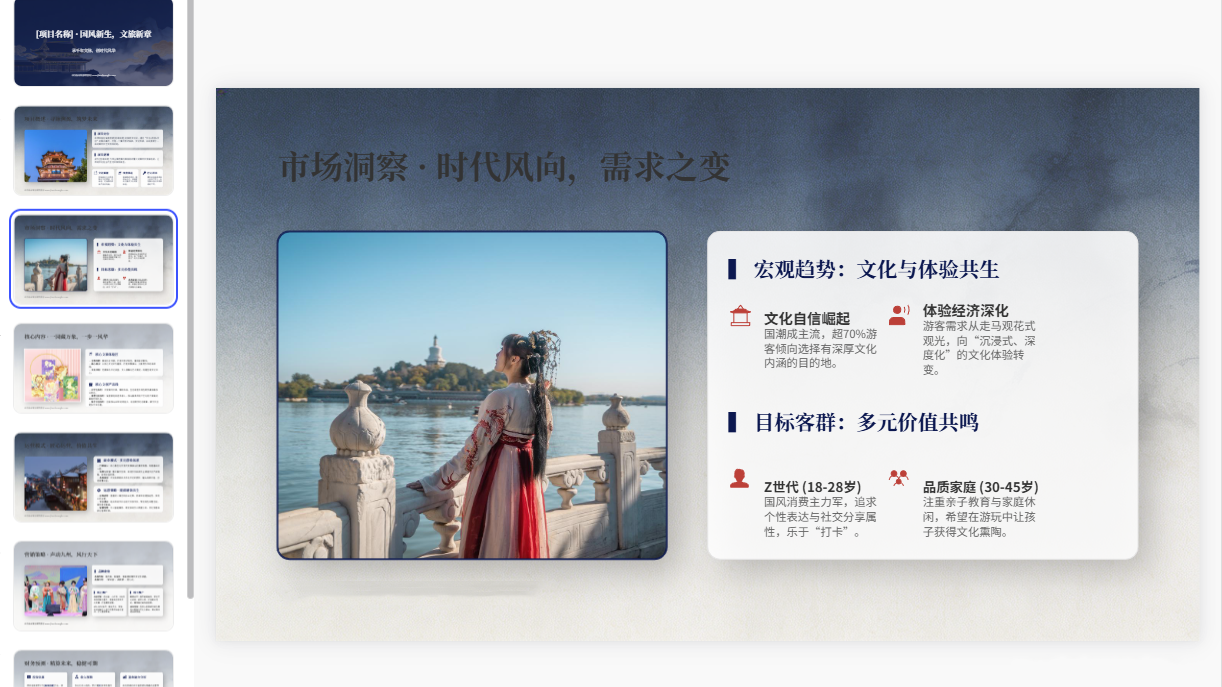 图片[3]-C1135国风文艺藏青色文旅文创项目计划书PPT模板 文艺风景文创招商方案模板-简创库网