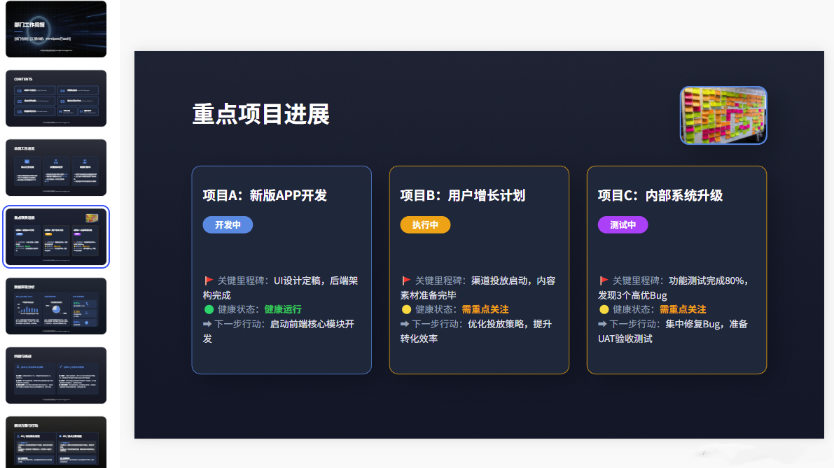 图片[3]-B1026深色高端商务每周述职汇报PPT模板，企业部门每周工作复盘计划通用模版-简创库网