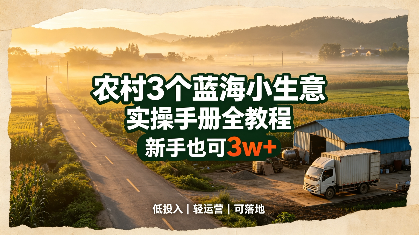 M6581468农村3个蓝海小生意实操手册全教程【适合新手】-简创库网