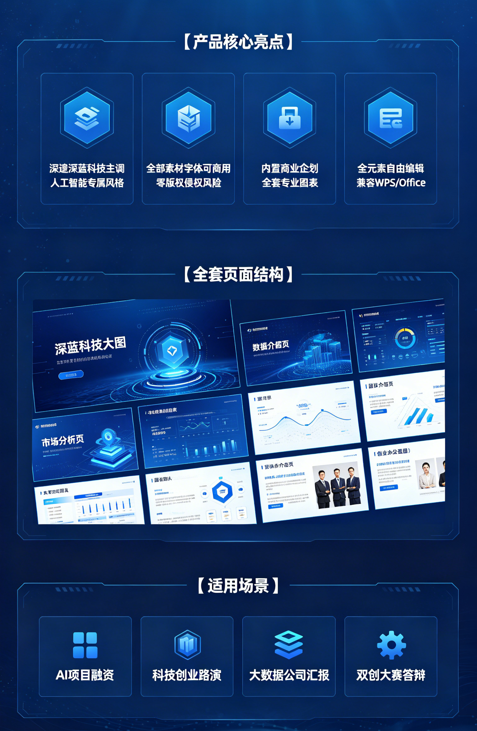 图片[2]-C1145深蓝科技风人工智能商业企划PPT模板 AI人工智能项目商业计划书模板-简创库网