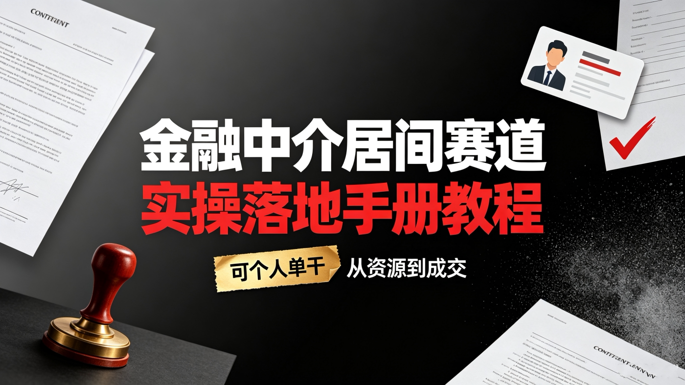 M6581477金融中介居间赛道实操落地手册教程【可个人单干】-简创库网