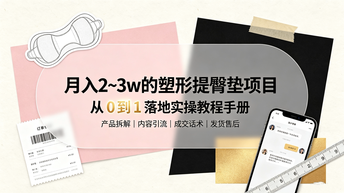 M65806月进2~3w的塑形提臀垫赛道-从 0 到 1 落地实操教程手册   -简创库网