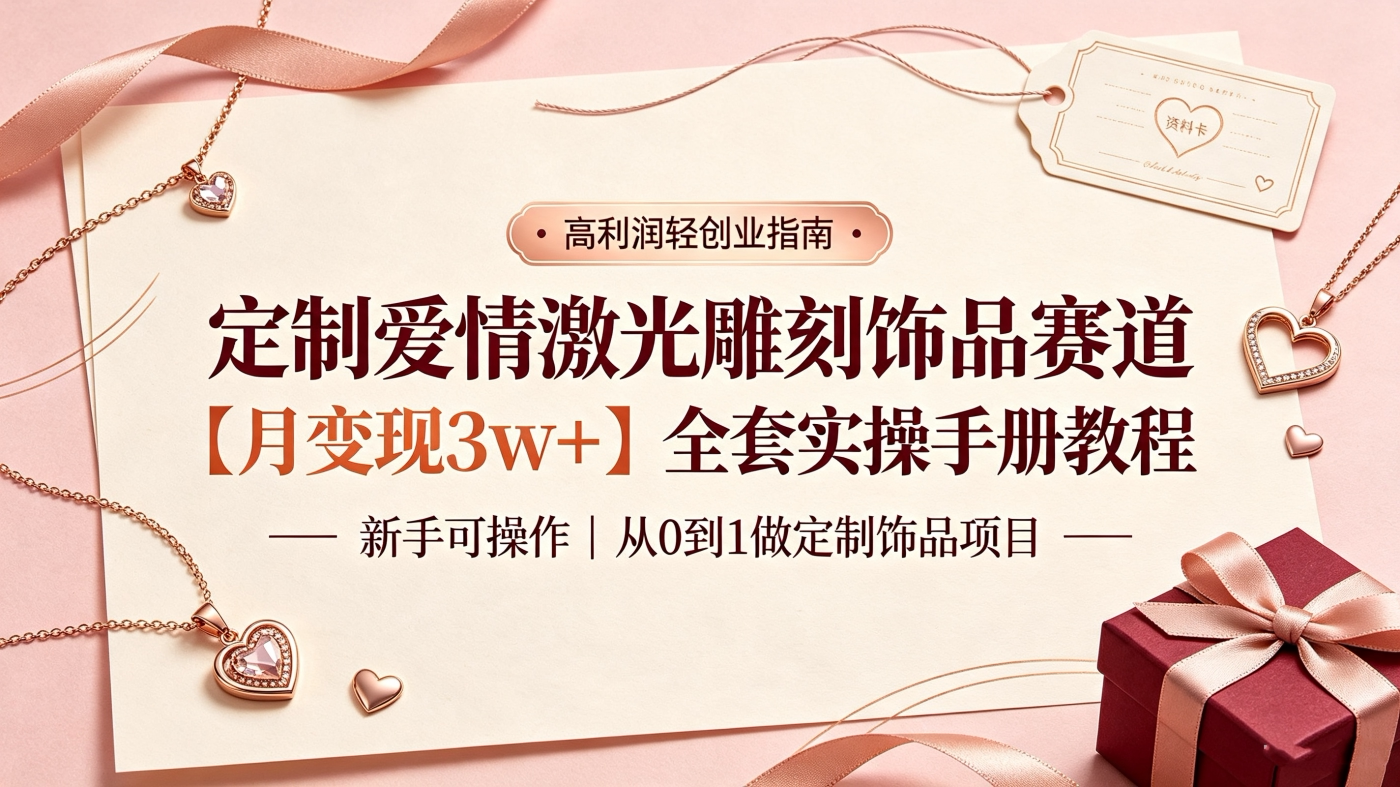 M6581465定制爱情激光雕刻饰品赛道【月3w+】全套实操手册教程-简创库网