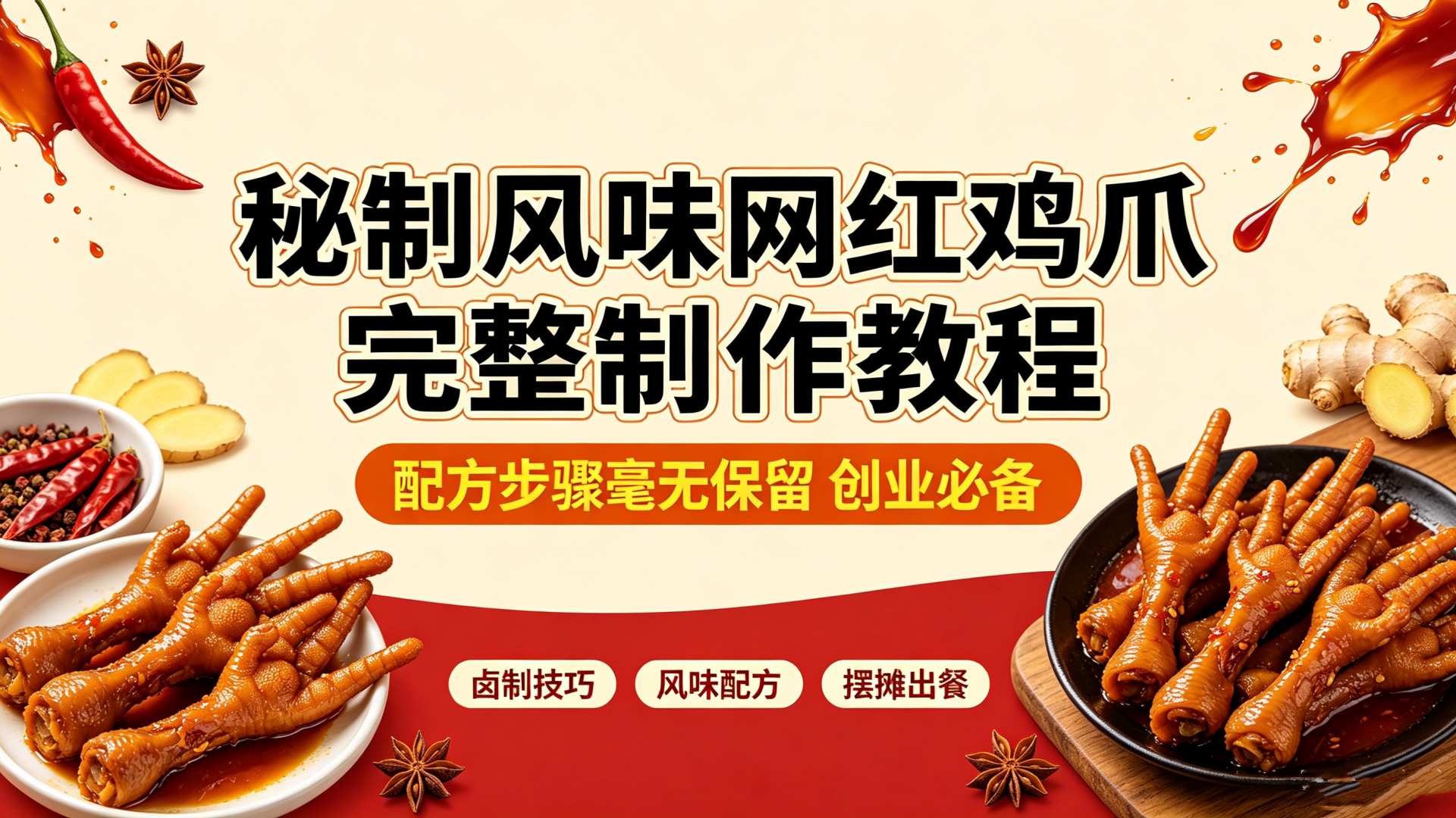 L72652秘制风味网红鸡爪完整制作教程 配方步骤毫无保留创业必备-简创库网