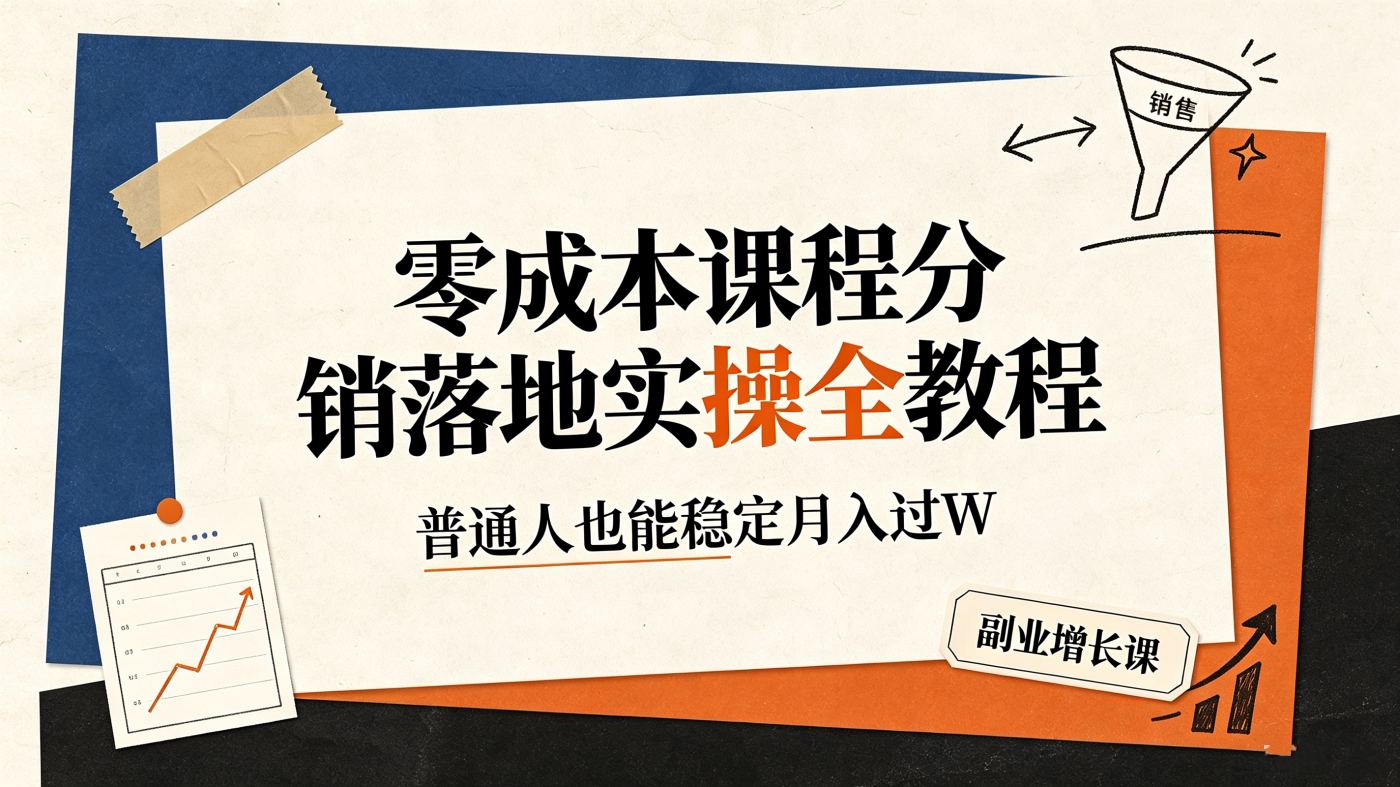 M65802零成本课程分销落地实操手册教程|普通人也能月过W-简创库网