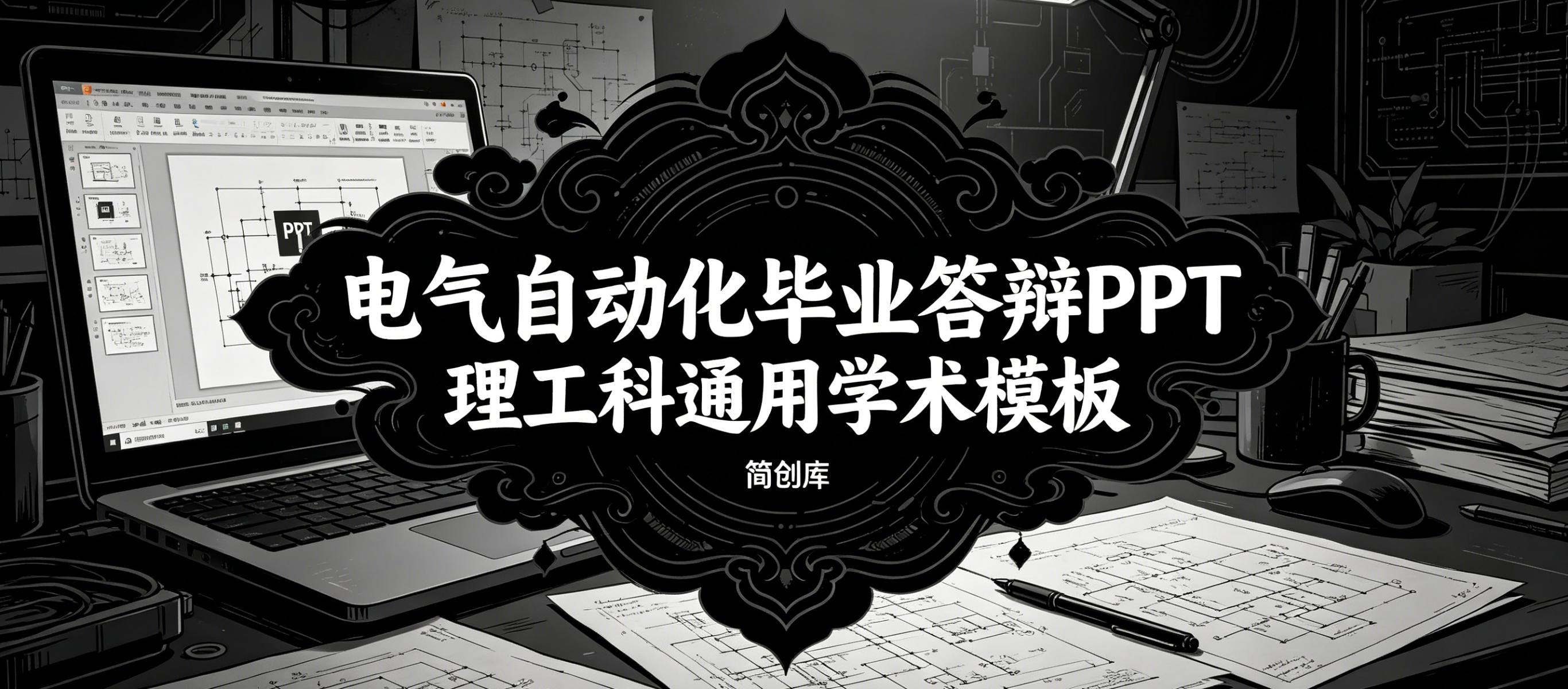 D2109电气自动化毕业答辩PPT模板 理工科通用学术模板-简创库网