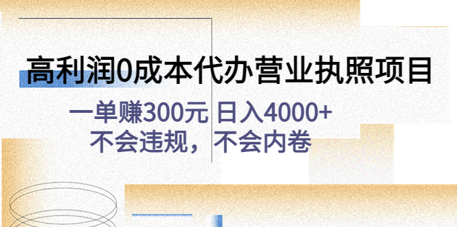 图片[1]-营业执照代办项目【高利润0成本】：一单300元+不会违规，不会内卷-暗冰资源网