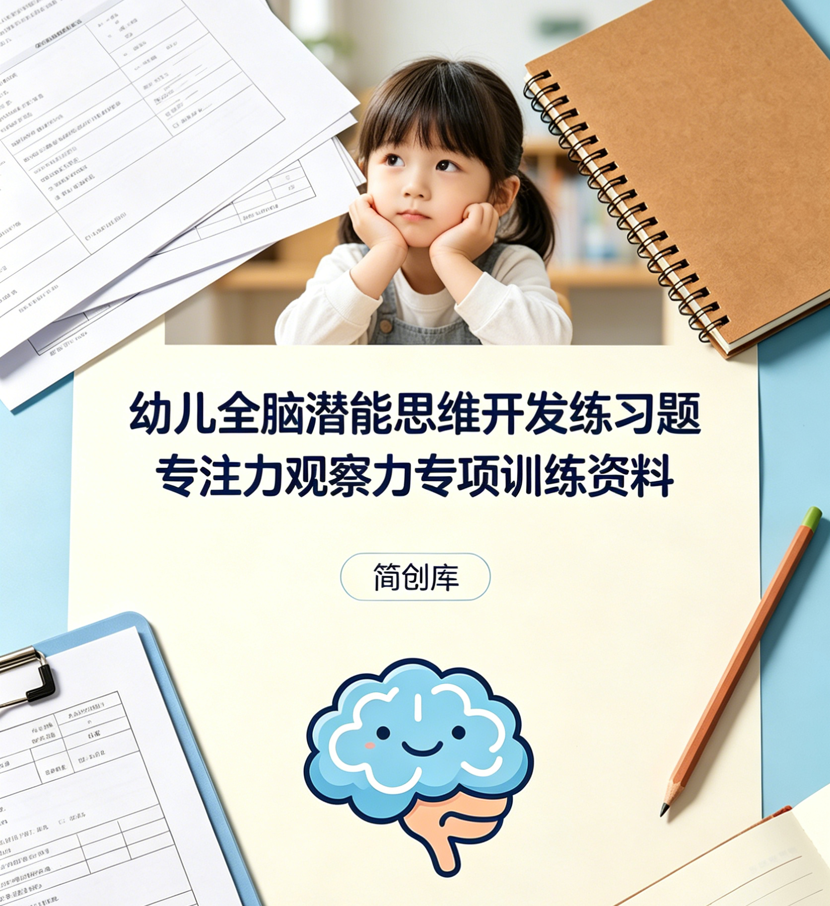 E1124幼儿全脑潜能思维开发练习题 专注力观察力专项训练资料-简创库网