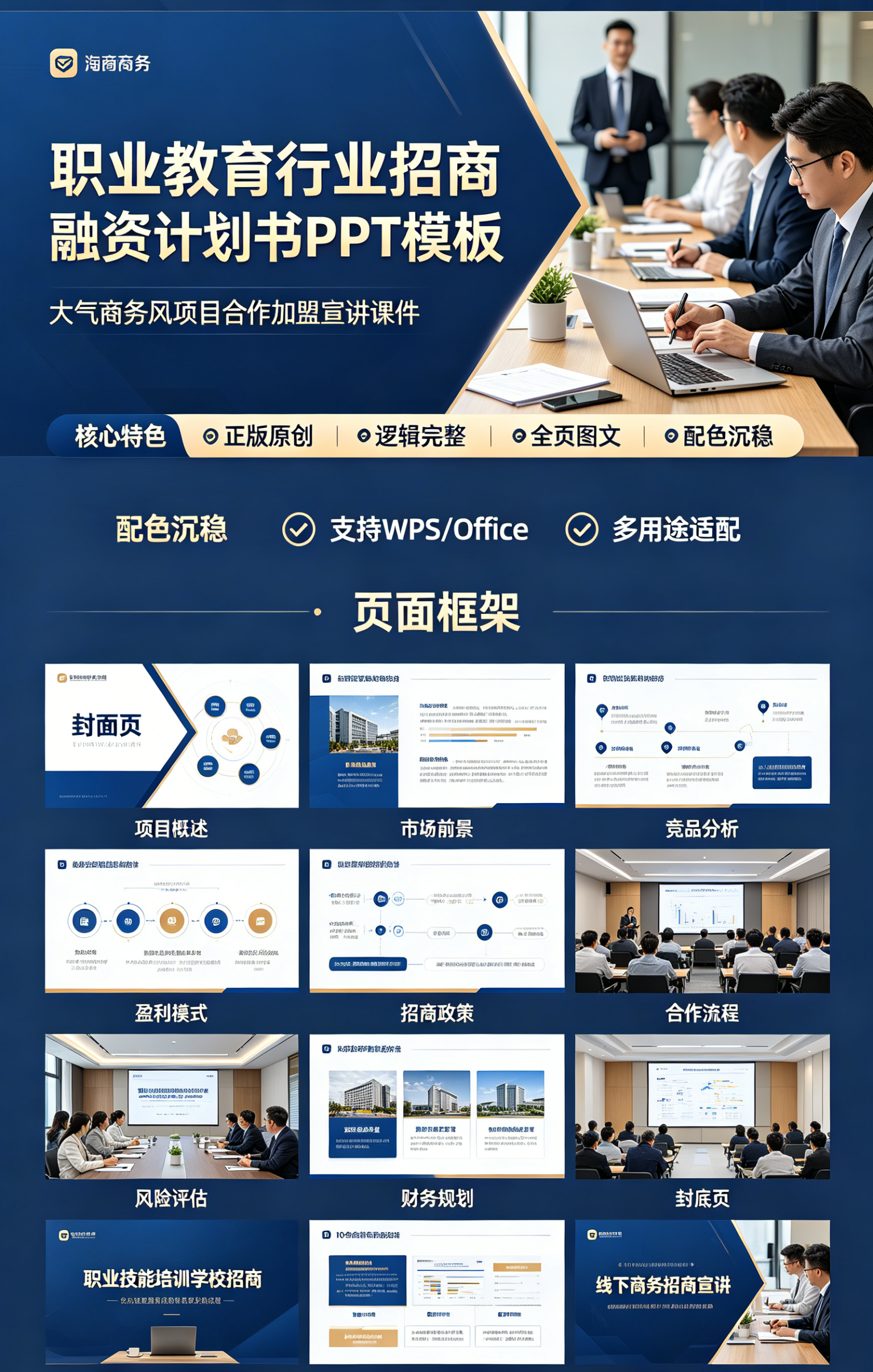 图片[2]-C1155职业教育行业招商融资计划书PPT模板 大气商务风项目合作加盟宣讲课件-简创库网