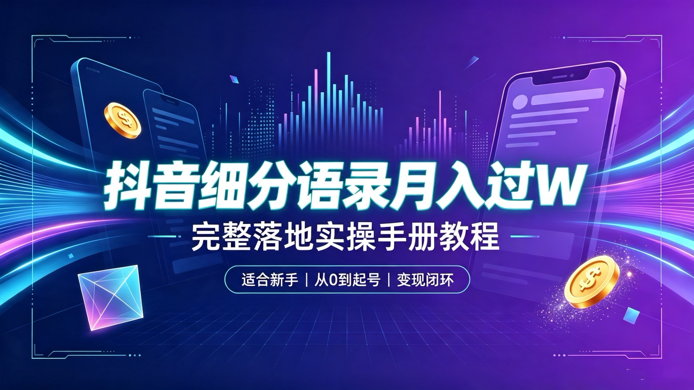 图片[1]-M658122 抖音细分语录月过W完整落地实操手册教程【适合新手】-简创库网