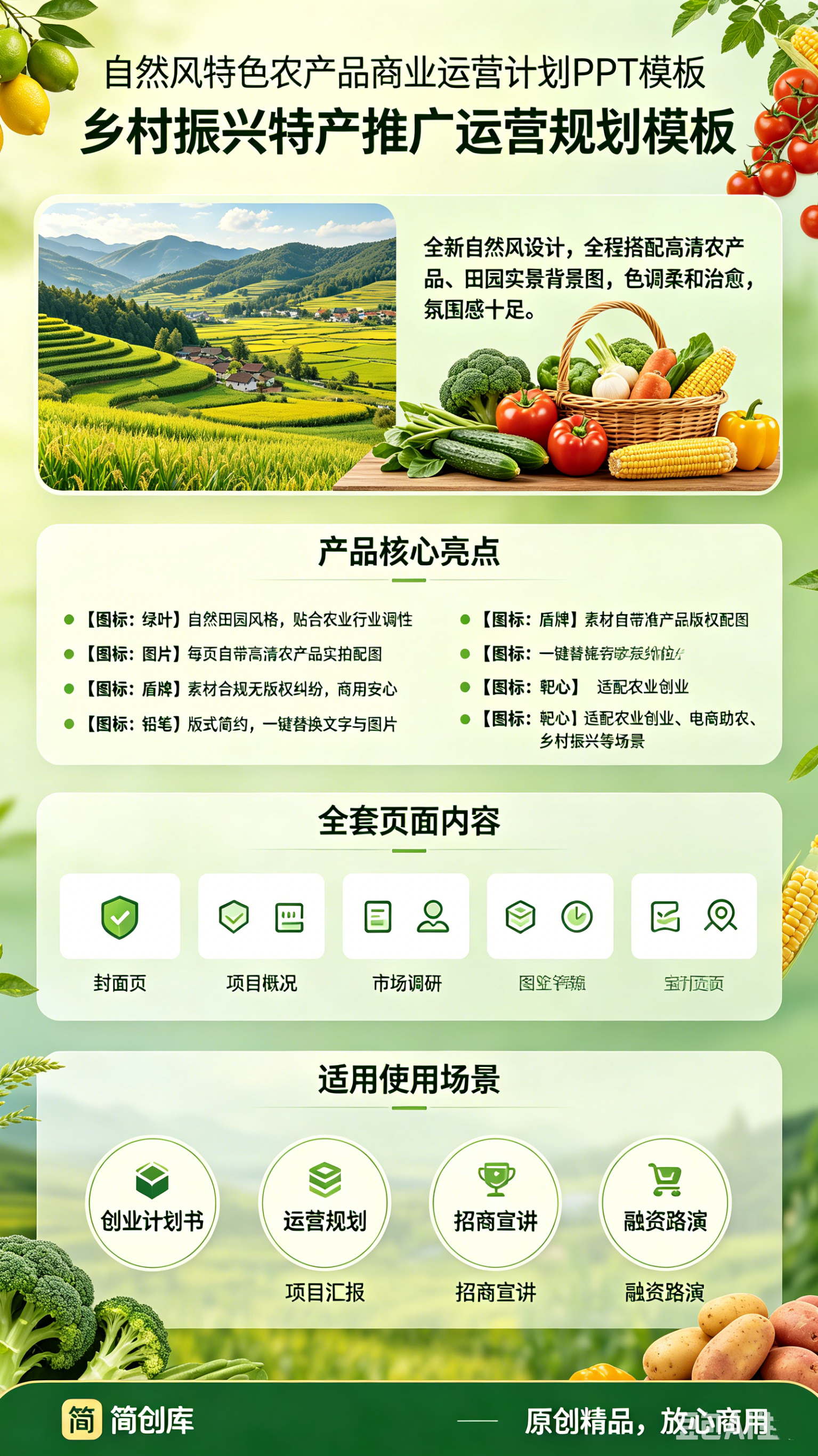 图片[2]-C1153自然风特色农产品商业运营计划PPT模板 乡村振兴特产推广运营规划模板-简创库网