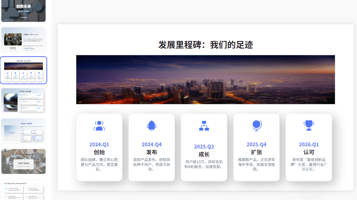 图片[3]-A4133潮流商务风企业PPT模板 新兴品牌发展历程宣讲展示模板-简创库网