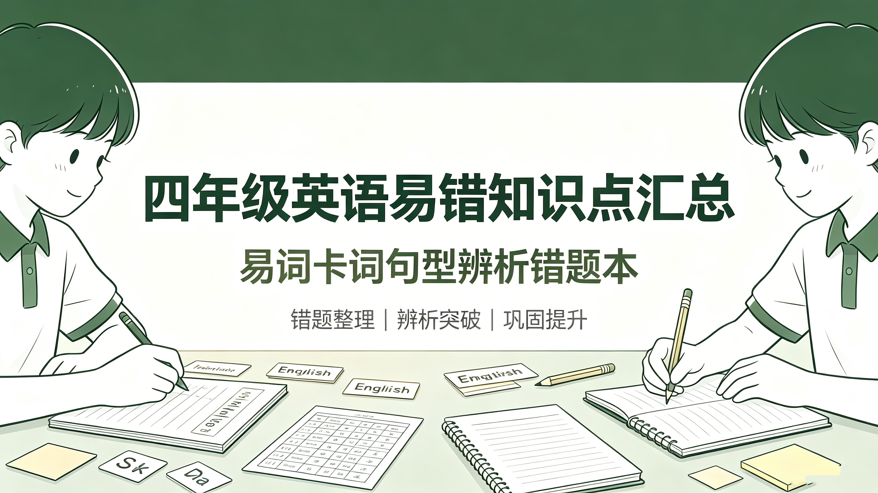 I97556四年级英语易错知识点汇总 易混单词句型辨析练习集-简创库网