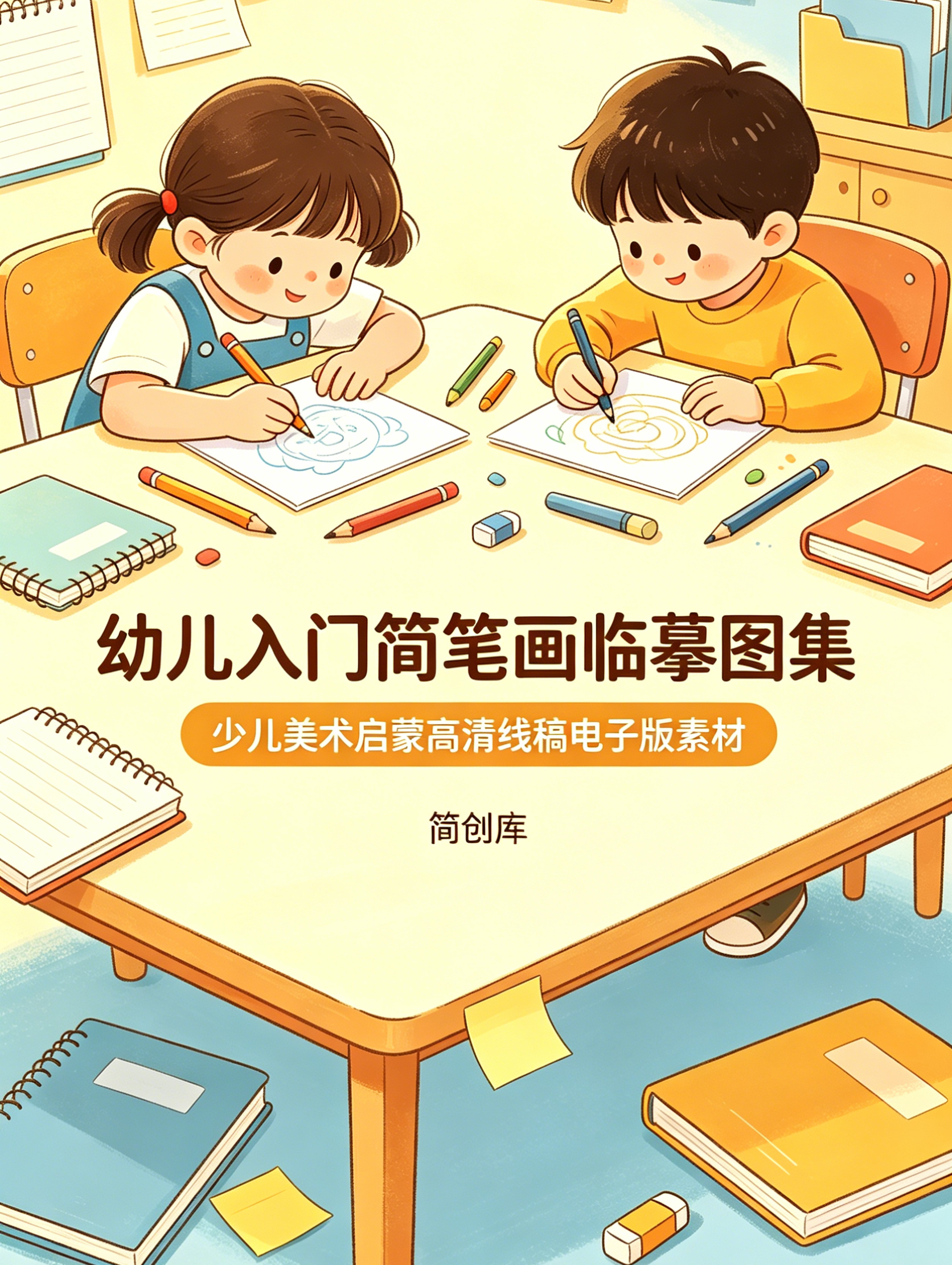 E1118幼儿入门简笔画临摹图集 少儿美术启蒙高清线稿电子版素材-简创库网