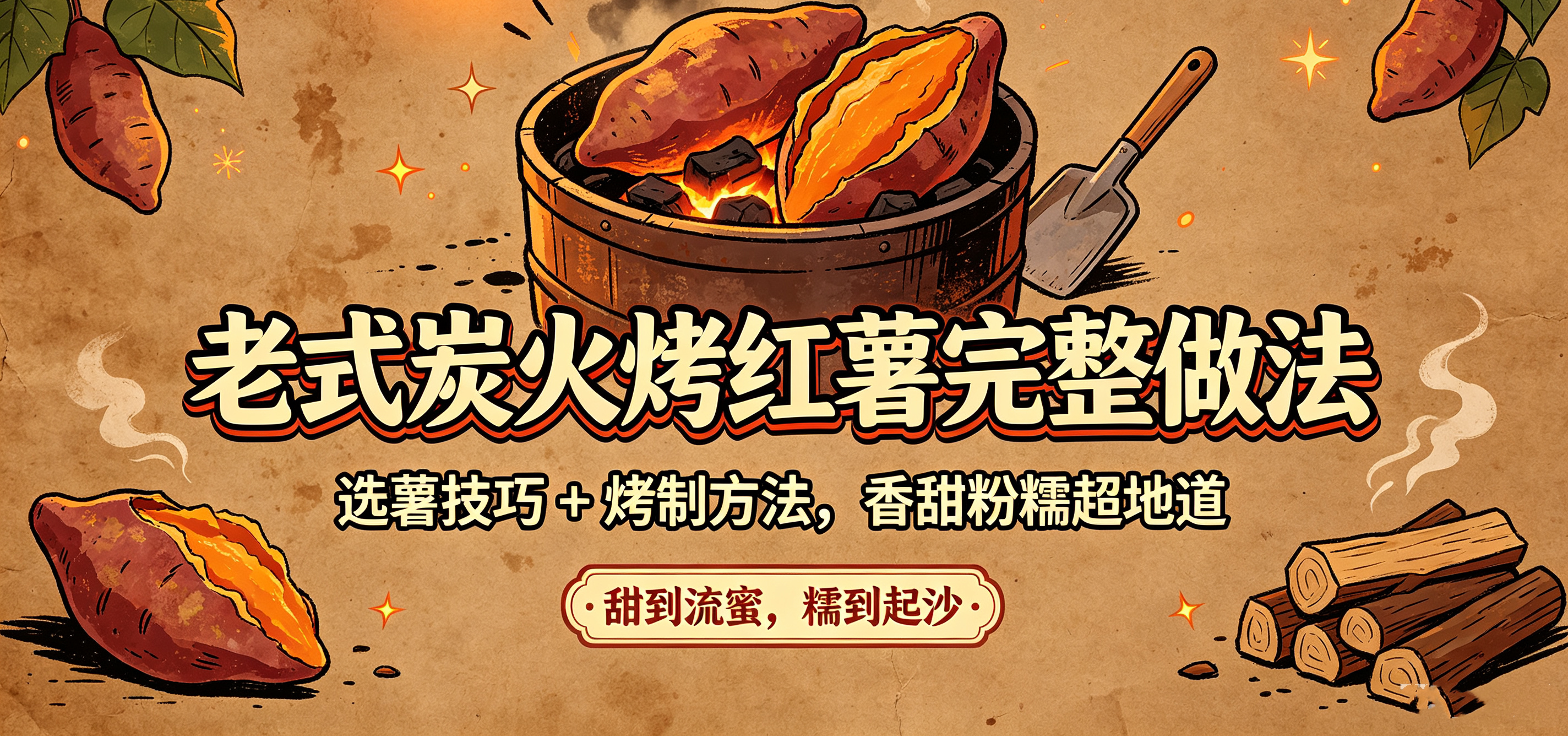图片[1]-L67896老式炭火烤红薯完整做法，选薯技巧 + 烤制方法，香甜粉糯超地道-简创库网
