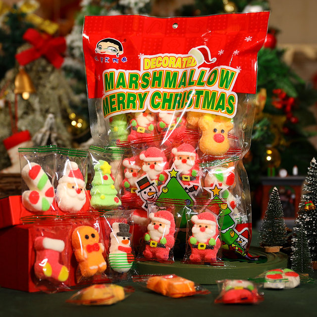 Christmas candy Christmas Marshmallow net red cute gift decoration of Santa Santa Santa Ping An Night Little Soft Sugar Bag