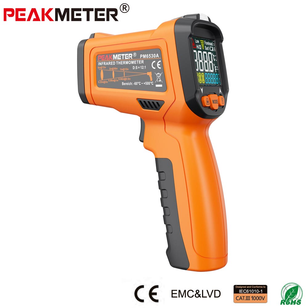 Huayi PM6530C infrared thermometric gun PEAKMETER PM6530D high-precision industrial infrared thermometers