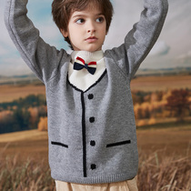 Boys Sweater 100% Pure Cardigan Childrens Knitted base shirt Pullover in Tong Tong Tong 2021 Autumn and Winter New