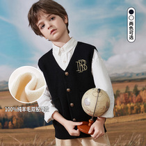 Autumn and winter new childrens vest sweater sweater sweater Boys  top Childrens clothing pullover base shirt large childrens vest